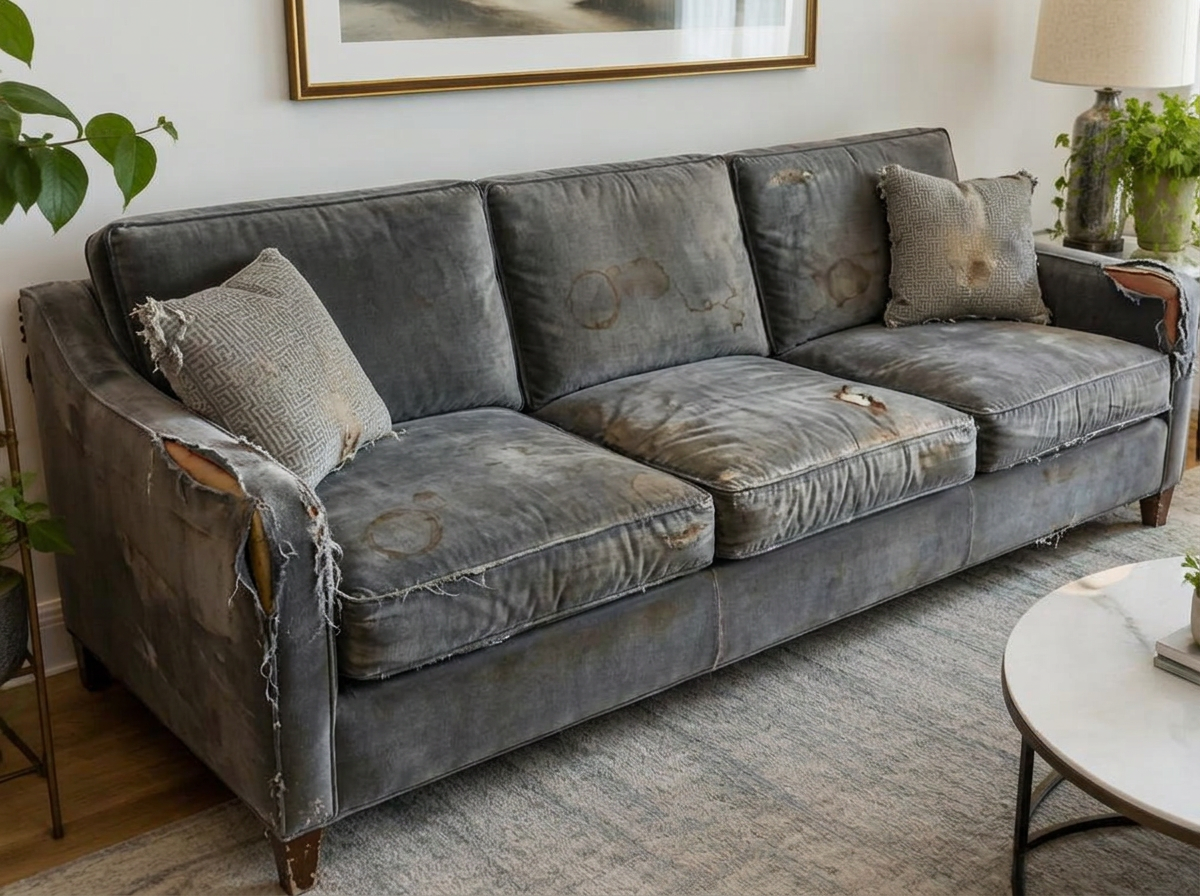 Sofa before repair